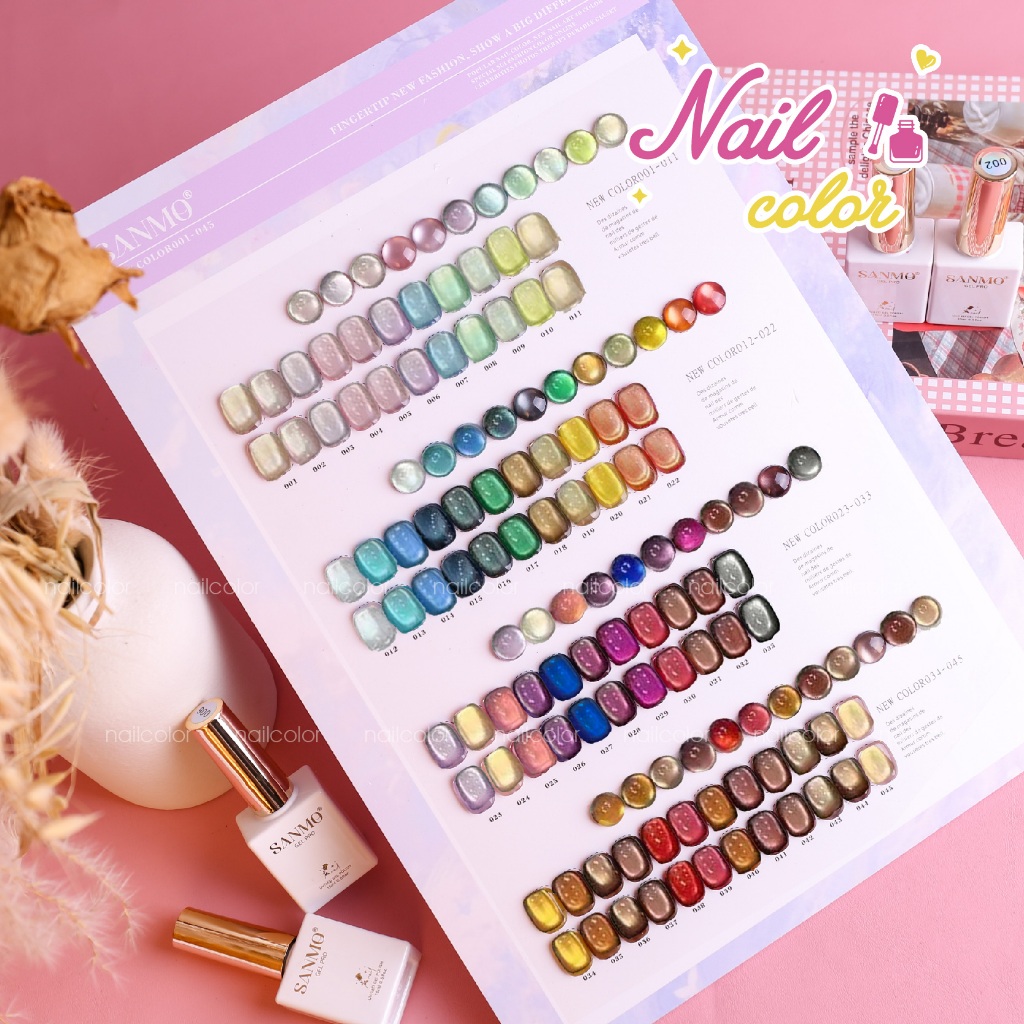 NEW ใหม่  !✅✅ ชุดแต่งเล็บตาแมว 45 สี (กระดานสีฟรี แซนโม่) ลูกปัดแก้ว ตาแมวไหม กาวยาทาเล็บตาแมวหลอดไฟ ชุดแต่งเล็บต้องมียอดนิยม⚡️