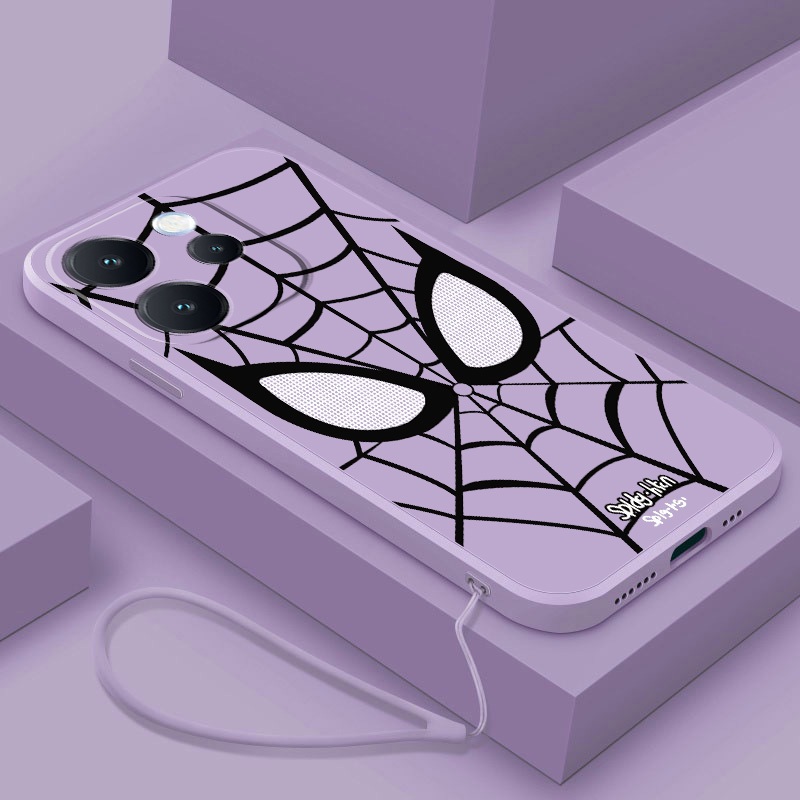 Vivo V70 5G vivo V70 Artistic Spider Man Net Case Liquid Silicon Cover ปลอกยางพรีเมี่ยม