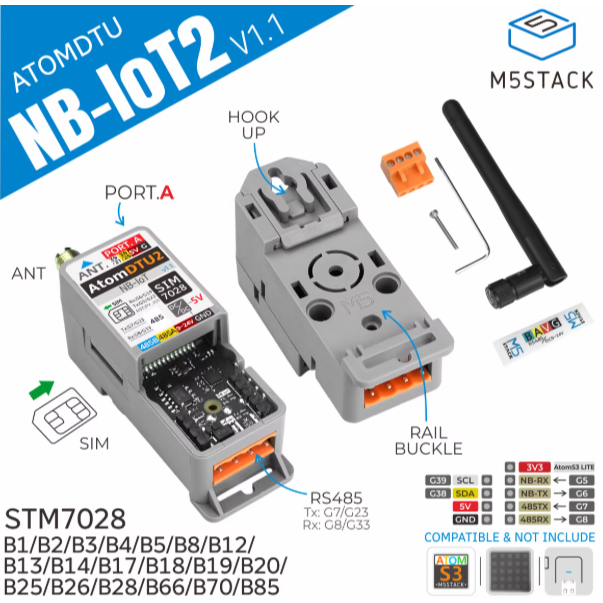 M5Stack Atom DTU NBoT2 v1.1 Global Cat NB band NB IoT เกียร์ไร้สาย