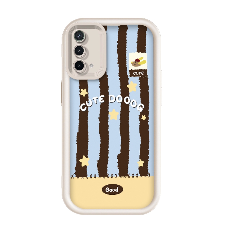 สําหรับOppo A93 5G/Oppo A93s 5G/Oppo A74 5G,แถบสีฟ้าสีน้ําตาล,ซิลิโคนป้องกันการตกกระแทกเคสโทรศัพท์