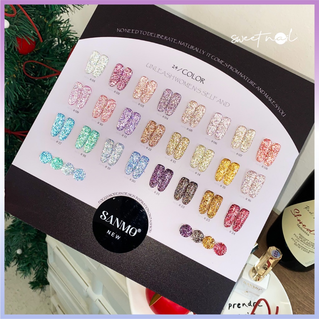ชุดเพ้นท์เล็บเพชร ซาโน 24 สี (กาวยาทาเล็บกากเพชรกระดานสีฟรี) กาวเพชร กาวเพชร กาวยาทาเล็บกากเพชร ชุดแต่งเล็บต้องมียอดนิยม