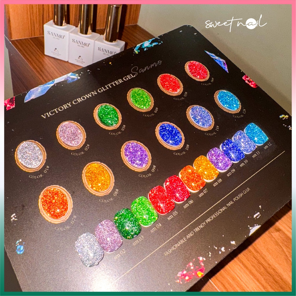 เตรียมจัดส่ง✨ชุดเพ้นท์เล็บเพชรพลอย 12 สี (กระดานสีฟรี ซาโน) กาวยาทาเล็บเพชร เรืองแสง กาวเพชร ชุดแต่งเล็บที่ต้องมียอดนิยม