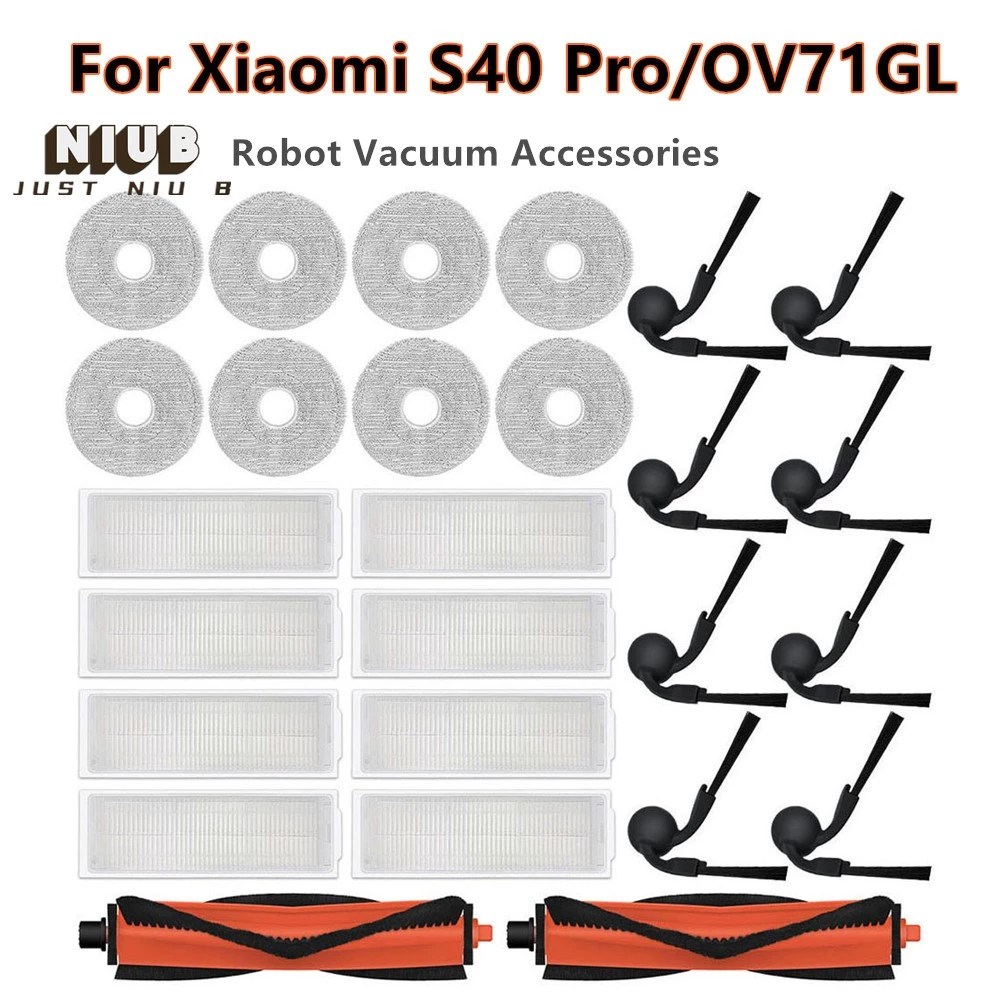 ใช้งานร่วมกับ Xiaomi Robot Vacuum S40 Pro / OV71GL ชิ้นส่วนทดแทนสูญญากาศแปรงด้านข้างหลัก HEPA Filter Mop ผ้าอุปกรณ์เสริม