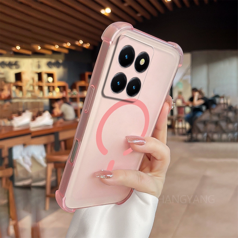 เคสสําหรับ Honor x6c x5c เคสโทรศัพท์วงแหวนแม่เหล็กรูปตัว C ที่ออกแบบใหม่พร้อมความงามสี่มุมป้องกันการตกเคส TPU ระดับไฮเอนด์