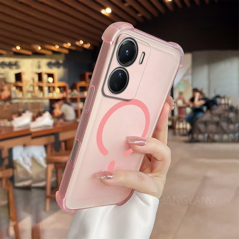 กรณีสําหรับOPPO A57 4G 2022 A77 A77Sออกแบบใหม่C-รูปแหวนแม่เหล็กเคสโทรศัพท์ความงามสี่มุมAnti drop high-end TPUนุ่มกรณี