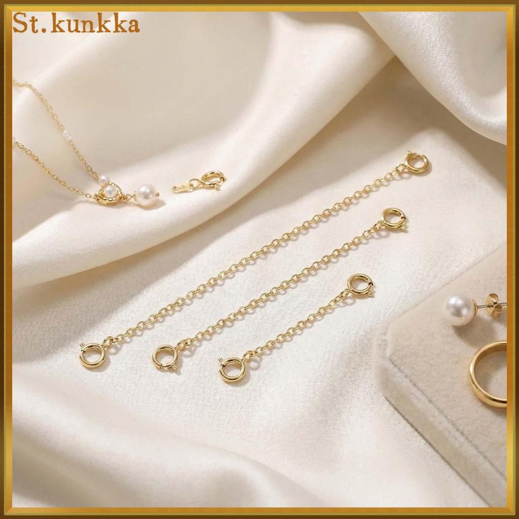 St.kunkka S925 สร้อยคอเงินโซ่ยืด 18K พร้อมตะขอสปริงกลม 2 อัน และสร้อยข้อมือโซ่ยืด เพื่อการทำเครื่องประดับ DIY