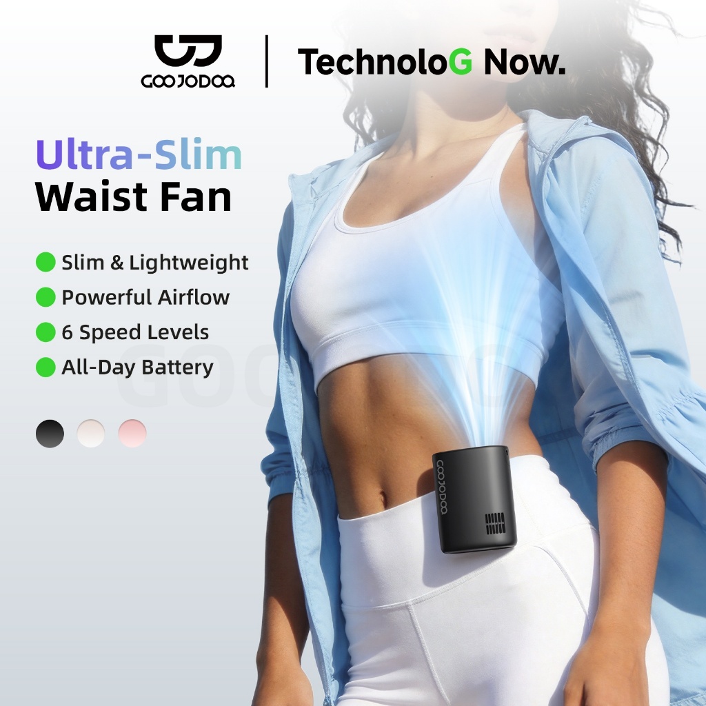 GOOJODOQ GFS021 3000mAh เอวติดตั้งพัดลมความเร็วสูงปรับ Airflow แฮนด์ฟรีปลอดภัยสวมใส่จอแสดงผลดิจิตอลท