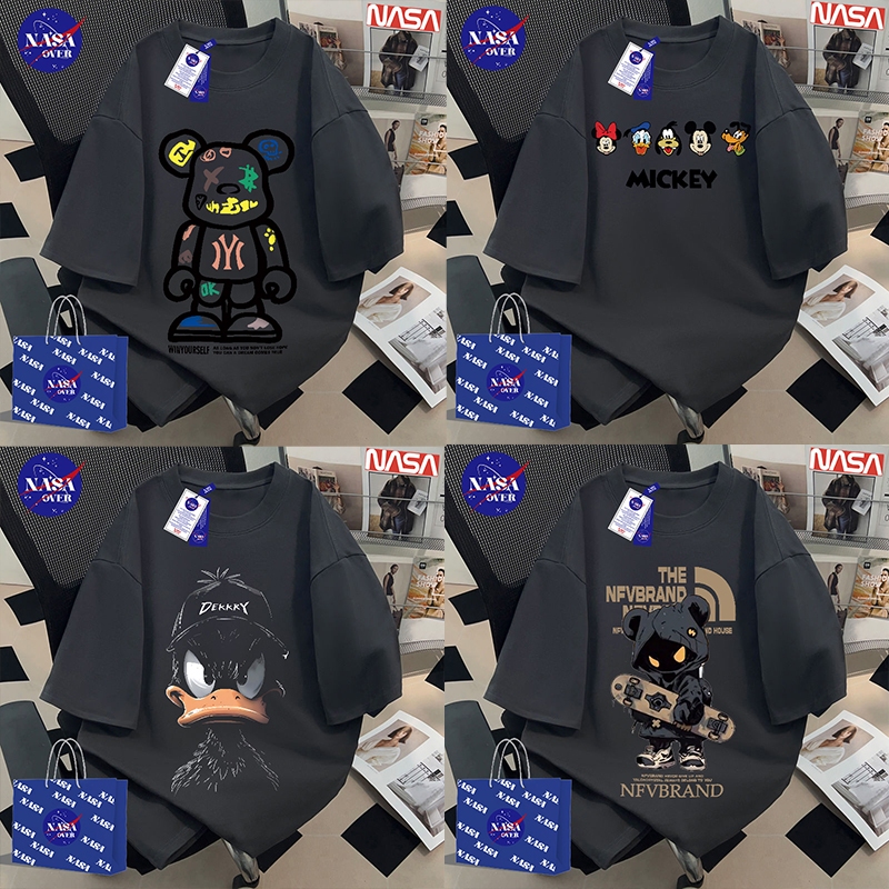 【จัดส่งจากกรุงเทพฯ】🔥NASA ฤดูร้อน oversized คอกลม แขนสั้น ยูนิเซ็กส์ ออกแบบโดยแบรนด์เอง เทรนด์ cool 😎 สีเทาเข้ม เสื้อ