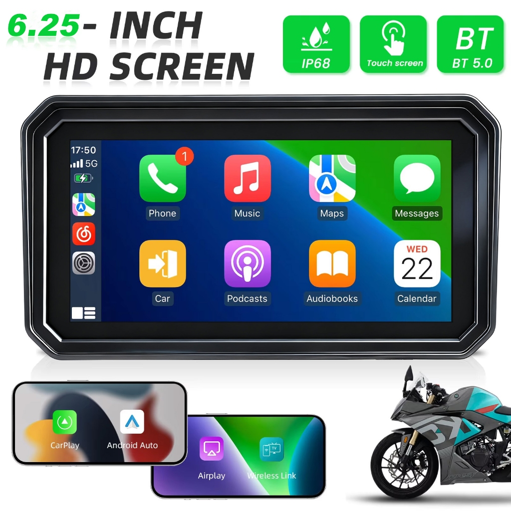 ✨READY STOCKED✨Motorcycle Navigation System Carplay Android Auto TPMS Waterproof 6 inch Voice Assistant HD GPS IPS Screen Car Recorder 2025