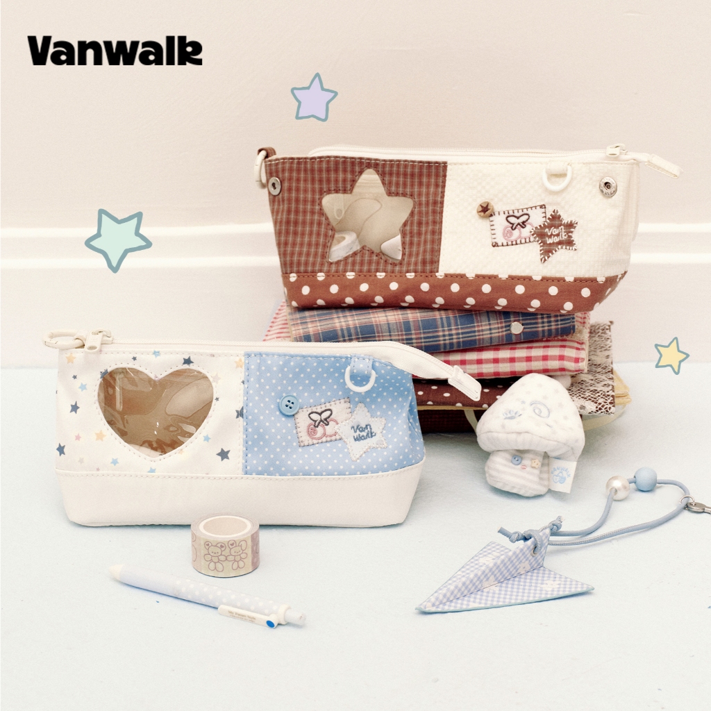 VANWALK กระเป๋าใส่ดินสอ.Handmade Notebook พินค์ซ์เคสมีฝาครอบแบบซิป สามารถใส่อุปกรณ์ได้มาก รุ่น VS93