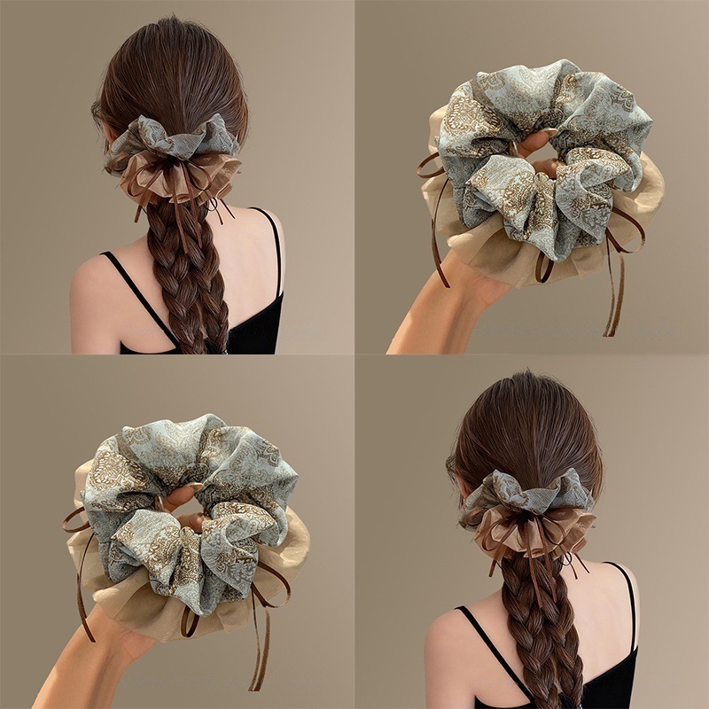 Scrunchy สไตล์ใหม่ ออกแบบสองชั้นเหมือนดอกไม้ สำหรับสาวๆ คนที่ชอบทำหางม้า