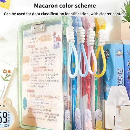 มาการอง สี ก4 โฟลเดอร์กับเฝือกมัลติฟังก์ชั่อวัยวะกระเป๋าการจําแนกนักเรียนการจัดเก็บทดสอบกระดาษคลิปแบบพกพาแบบพกพาข้อมูลกระเป