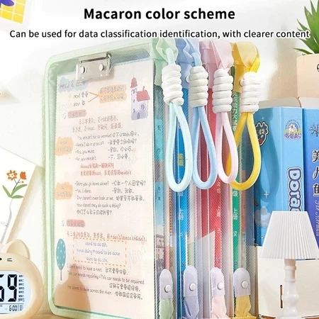 มาการอง สี ก4 โฟลเดอร์กับเฝือกมัลติฟังก์ชั่อวัยวะกระเป๋าการจําแนกนักเรียนการจัดเก็บทดสอบกระดาษคลิปแบบพกพาแบบพกพาข้อมูลกระเป