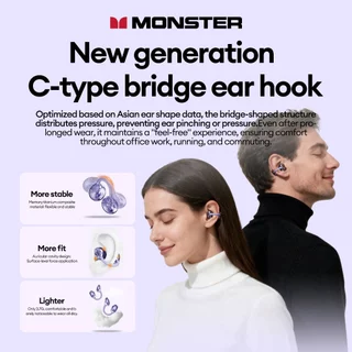 Monster AC235 หูฟังบลูทูธหูฟังไร้สายพร้อมไดรเวอร์ 13 มม. และเวลาเล่น 32 ชม. พร้อมเสียงไฮไฟแอพ AI