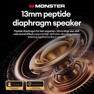 Monster AC235 หูฟังบลูทูธหูฟังไร้สายพร้อมไดรเวอร์ 13 มม. และเวลาเล่น 32 ชม. พร้อมเสียงไฮไฟแอพ AI