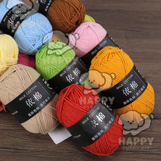 ไหมพรม 4ply ไหมพรม คอตตอนนม มีสีให้เลือกมากกว่า 80 สี เนื้อนุ่ม สีพาสเทล ถักง่าย ถักโครเชต์