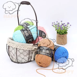 ไหมพรม 4ply ไหมพรม คอตตอนนม มีสีให้เลือกมากกว่า 80 สี เนื้อนุ่ม สีพาสเทล ถักง่าย ถักโครเชต์