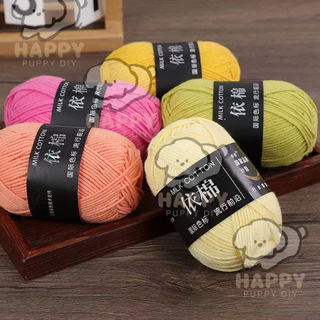ไหมพรม 4ply ไหมพรม คอตตอนนม มีสีให้เลือกมากกว่า 80 สี เนื้อนุ่ม สีพาสเทล ถักง่าย ถักโครเชต์