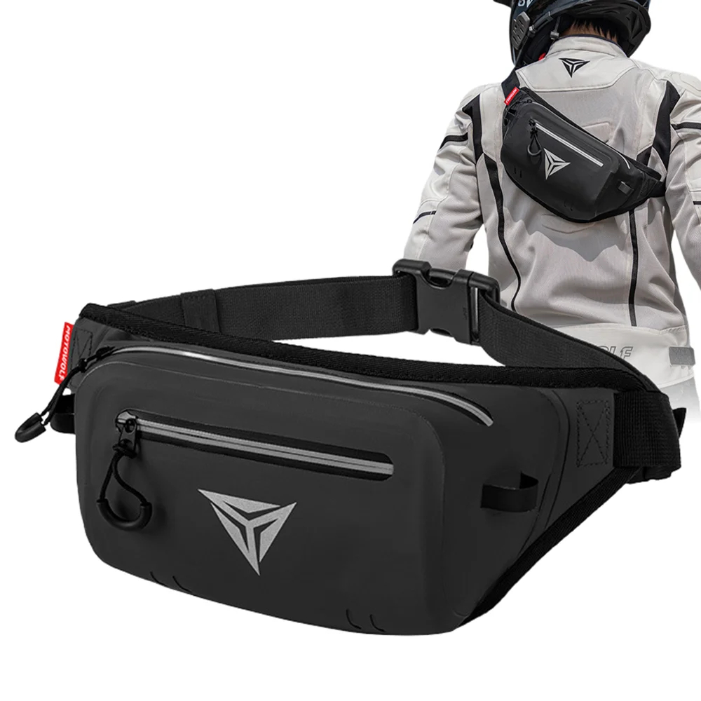 MOTOWOLF กระเป๋าคาดเอวมอเตอร์ไซค์กันน้ํา Fanny Pack – คลิปปลดเร็ว, เบาะหลังระบายอากาศ, แท็บดึงที่เป็นมิตรต่อถุงมือ Zippe