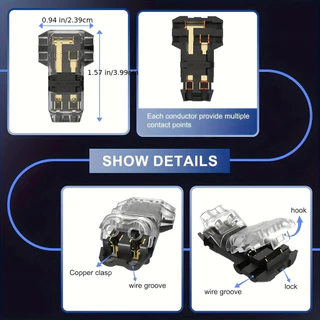 [🇹🇭⚡12hจัดส่ง] 50 ชิ้น T1/T2 Quick Wire Connectors Quick Splice Terminals ไม่มี Crimping, ไม่มีบัดกรีสําหรับ 18-22AWG รถ, เรือและบ้านสายไฟโปร่งใสฉนวน