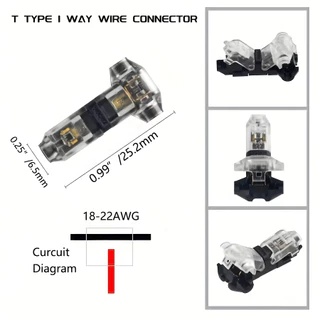[🇹🇭⚡12hจัดส่ง] 50 ชิ้น T1/T2 Quick Wire Connectors Quick Splice Terminals ไม่มี Crimping, ไม่มีบัดกรีสําหรับ 18-22AWG รถ, เรือและบ้านสายไฟโปร่งใสฉนวน