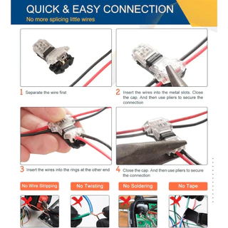 [🇹🇭⚡12hจัดส่ง] 50 ชิ้น T1/T2 Quick Wire Connectors Quick Splice Terminals ไม่มี Crimping, ไม่มีบัดกรีสําหรับ 18-22AWG รถ, เรือและบ้านสายไฟโปร่งใสฉนวน