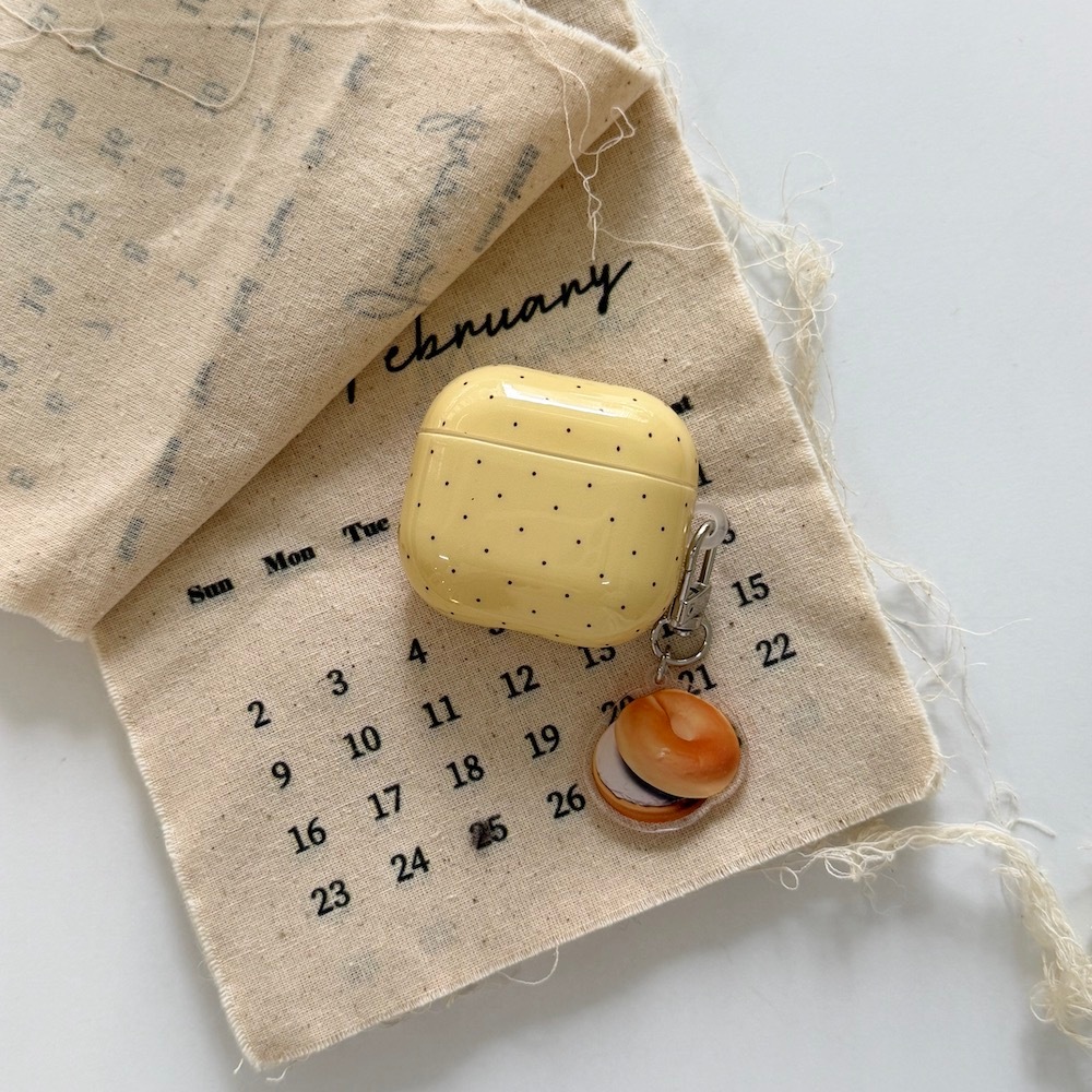 หูฟังเคสบลูทูธเข้ากันได้กับ AirPods 5(2026) Pro3(2025) 4(2024) 1/2 Pro(2019) 3 Pro2(2022) Bagel & Polkadots เคส IMD พร้อมเชือกเส้นเล็กหนัง