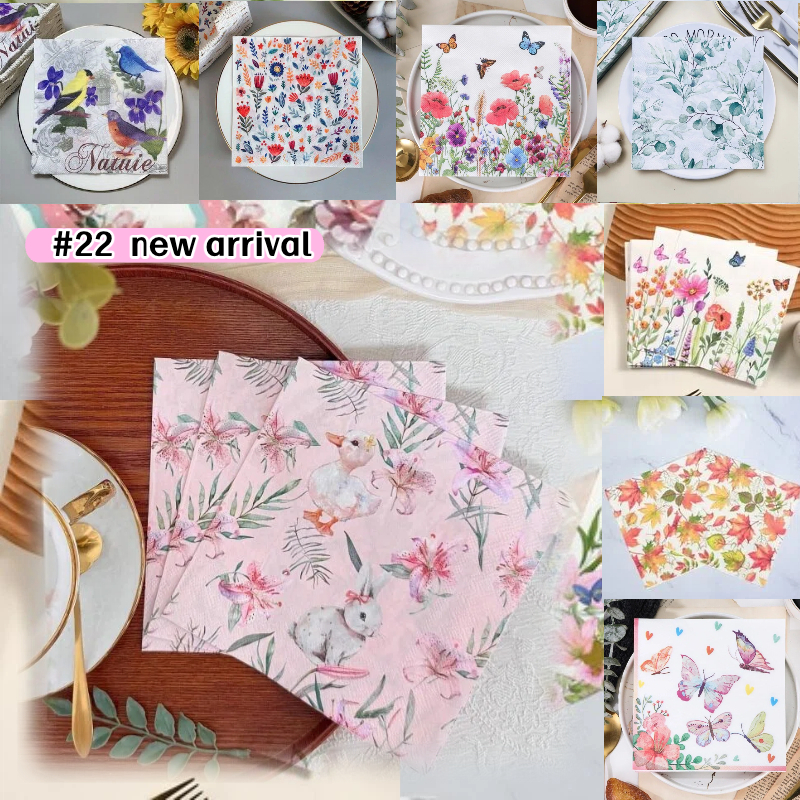32 ประเภท20pcs สีแดงพิมพ์กระดาษเช็ดปากสําหรับกิจกรรมและงานปาร์ตี้ตกแต่งสแควร์คุณสมบัติสไตล์จีนเนื้อเยื่อ Decoupage Servilleta