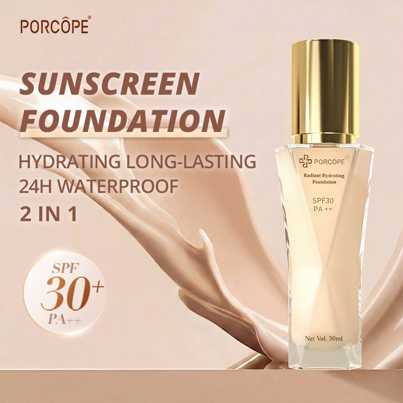PORCOPE รองพื้นกันแดด กันน้ำ สำหรับผิวแห้ง SPF30+ PA++ Long-Lasting Foundation 30ml