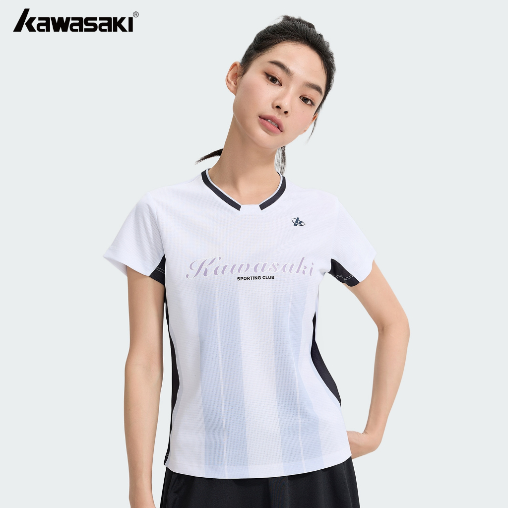 Kawasaki K1C02-D1191 ใหม่ เสื้อยืดกันเหงื่อแห้งไวสำหรับกีฬา เหมาะสำหรับทั้งผู้หญิงและผู้ชาย
