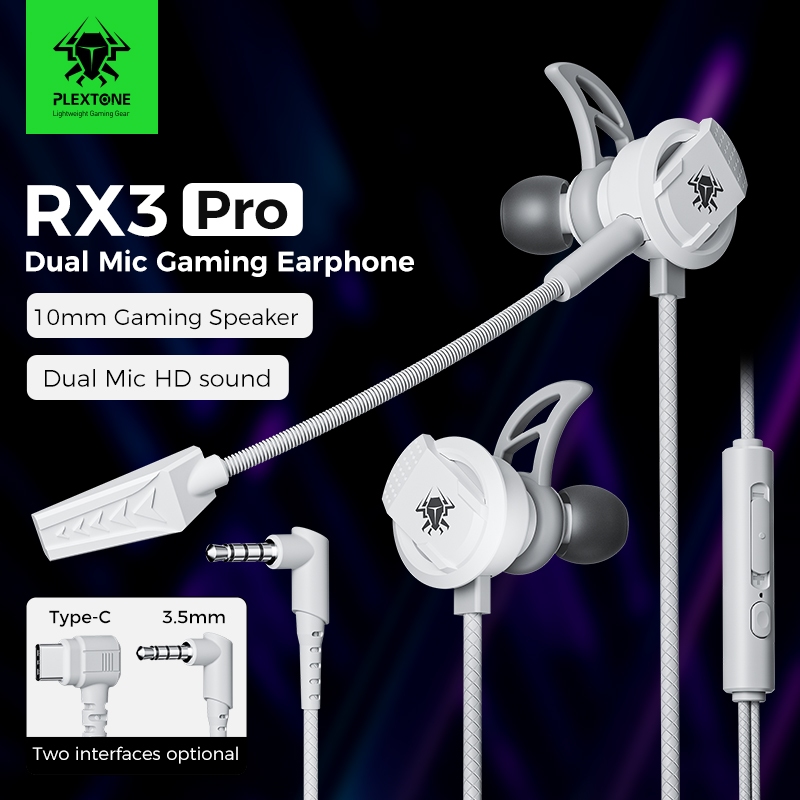 Plextone xMOWI RX3Pro หูฟังสําหรับเล่นเกมพร้อมไมโครโฟนยาวหูฟังสําหรับเล่นเกมแยกเสียงรบกวนหูฟังชนิดใส