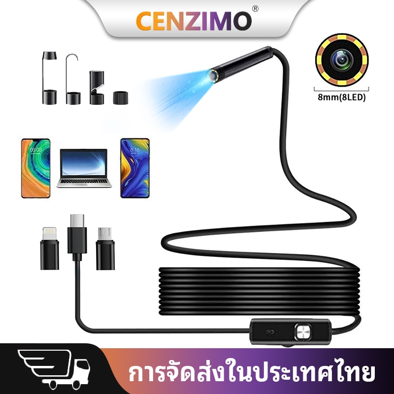 กล้อง Endoscopic อุตสาหกรรม HD Borescopeเครื่องมือพร้อมไฟ LEDปรับได้ 8ดวงพร้อมกล้องงูกึ่งแข็งการตรวจ