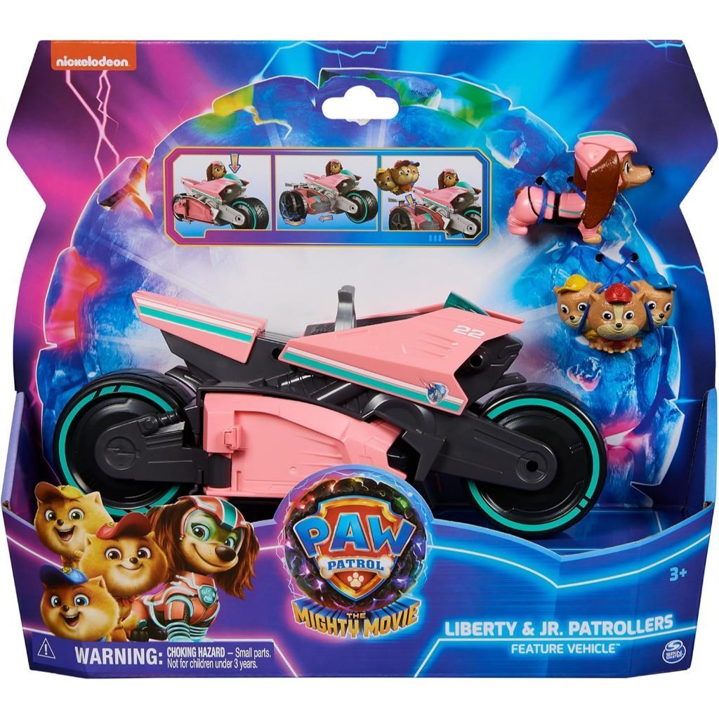 Paw Patrol Dog Patrol Mighty Movie Liberty & Poms Vehicle, Babe Super Rescue Deformation Motorcycle 