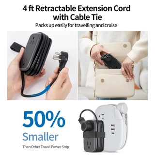 ORICO-NTONPOWER สายไฟแบบพกพา Travel Power Strip พร้อมพอร์ต USB พร้อมสายไฟม้วน 1.2M