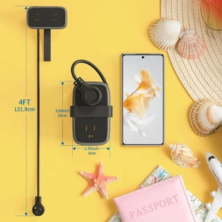 ORICO-NTONPOWER สายไฟแบบพกพา Travel Power Strip พร้อมพอร์ต USB พร้อมสายไฟม้วน 1.2M