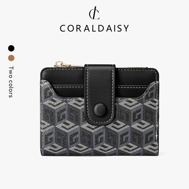 CORALDAISY สินค้าใหม่ปี 2026 กระเป๋าสตางค์แบบพับสองทบ ที่ใส่บัตรหนังสุดหรู ช่องใส่บัตรหลายช่อง