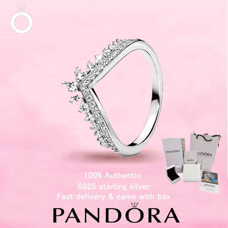 Pandora Princess Wishbone Ring สเตอร์ลิงซิลเวอร์ S925 เสริมความโรแมนติกในวันวาเลนไทน์