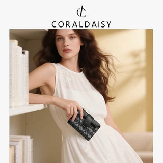 CORALDAISY สินค้าใหม่ปี 2026 กระเป๋าสตางค์แบบพับสองทบ ที่ใส่บัตรหนังสุดหรู ช่องใส่บัตรหลายช่อง