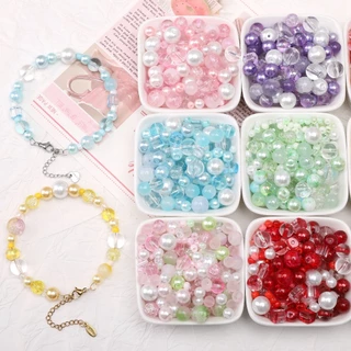 [2-10 มม.] ลูกปัดผสมแก้ว ประมาณ 60-120 เม็ด สำหรับทำสร้อยข้อมือ