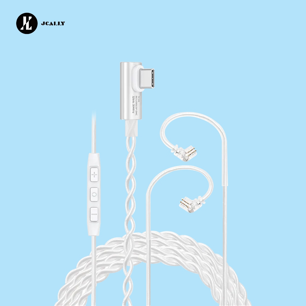JCALLY TC20 Type-C ชุดหูฟังอัพเกรดสาย QDC Connector 8 Strands OFC Silver-plated หูฟังสายเสียงไฮไฟการ