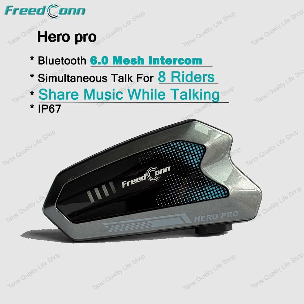 2026 ใหม่ Freedconn HERO PRO Mesh Intercom เชื่อมต่ออัตโนมัติ Group 8 Riders Bluetooth 6.0 Audio Mix