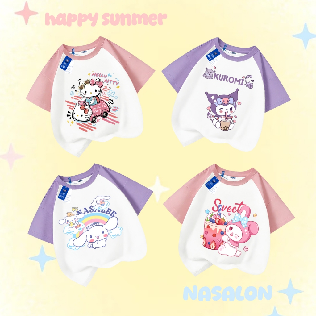 NASA เสื้อยืดเด็ก เสื้อเด็กผู้หญิง cotton 100% ลายการ์ตูนคุโรมิ นุ่มสบาย ระบายอากาศดี อายุ 1-12 ปี