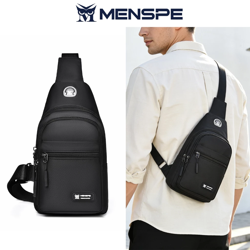 MENSPEกระเป๋าคาดหน้าอกบุรุษ กระเป๋าสะพายข้างอเนกประสงค์ Smooth Zipper Bag Sports Bag