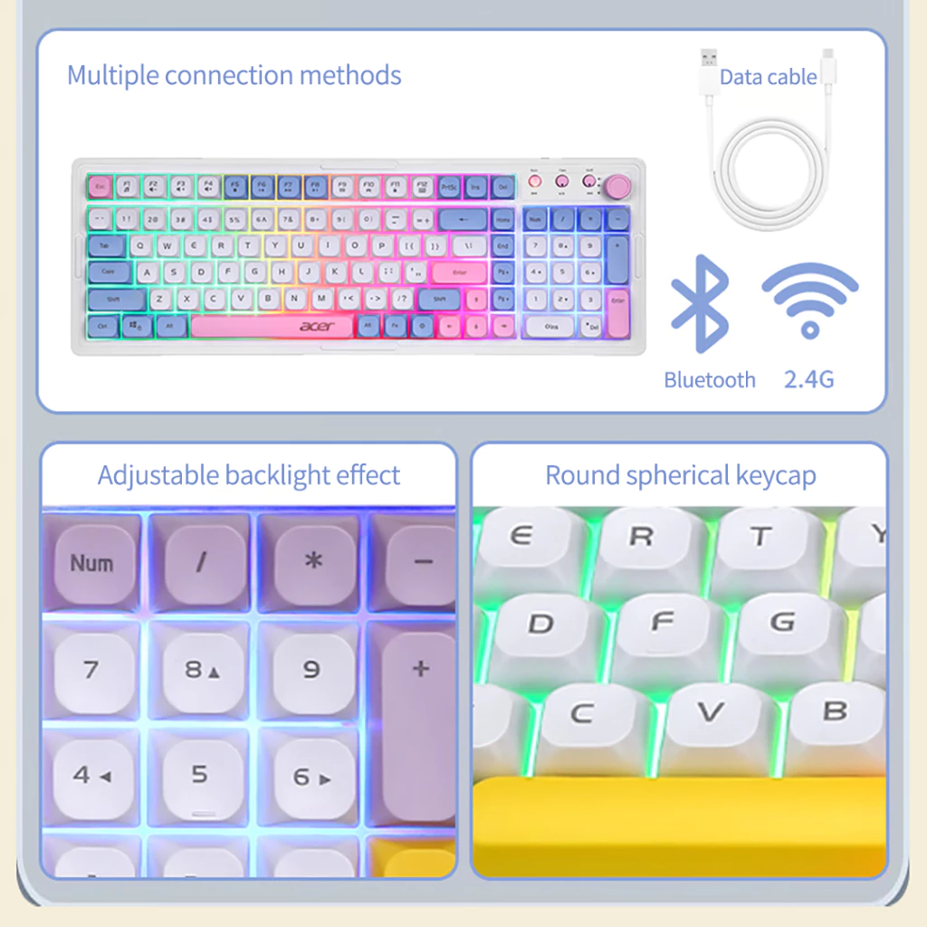 Acer คีย์บอร์ดไร้สาย OKB030 บลูทูธ 2.4G thumbnail 4