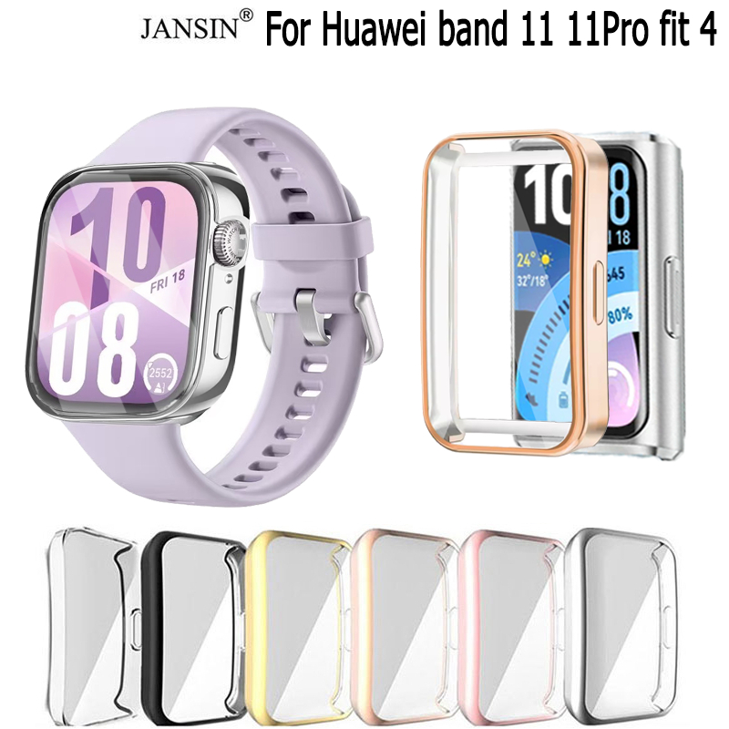 เคสกันกระแทก สําหรับ Huawei band 11 11Pro watch fit 4 fit 3 band 10 band 8 9 New TPU นิ่มครอบเต็มหน้าปัดสวยงามมีหลายสี นาฬิกาสมาร์ท