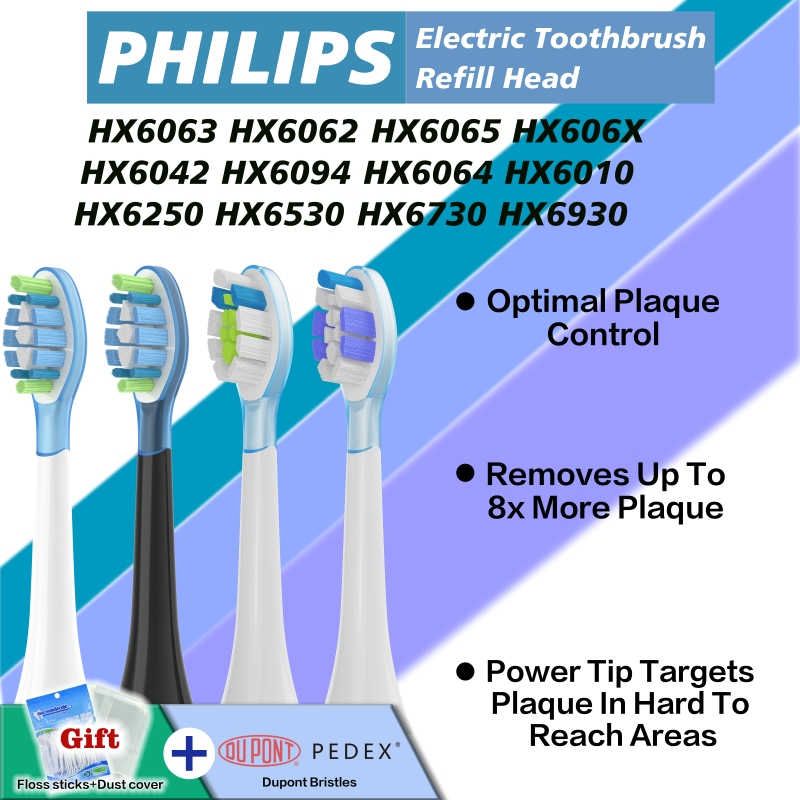 เปลี่ยนหัวแปรงสีฟันสําหรับ PHILIPS ใช้งานร่วมกับ HX6063/HX6062/HX6065/HX606X/HX6042/HX6094/HX6064/HX