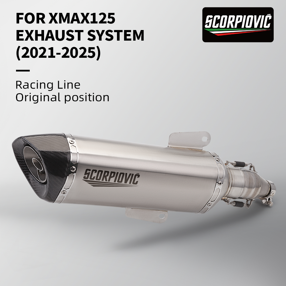สําหรับYamaha XMAX125 ไทเทเนียมท่อกลางSlip-Onท่อไอเสียDB Killer Fullไอเสียระบบ2021-2025