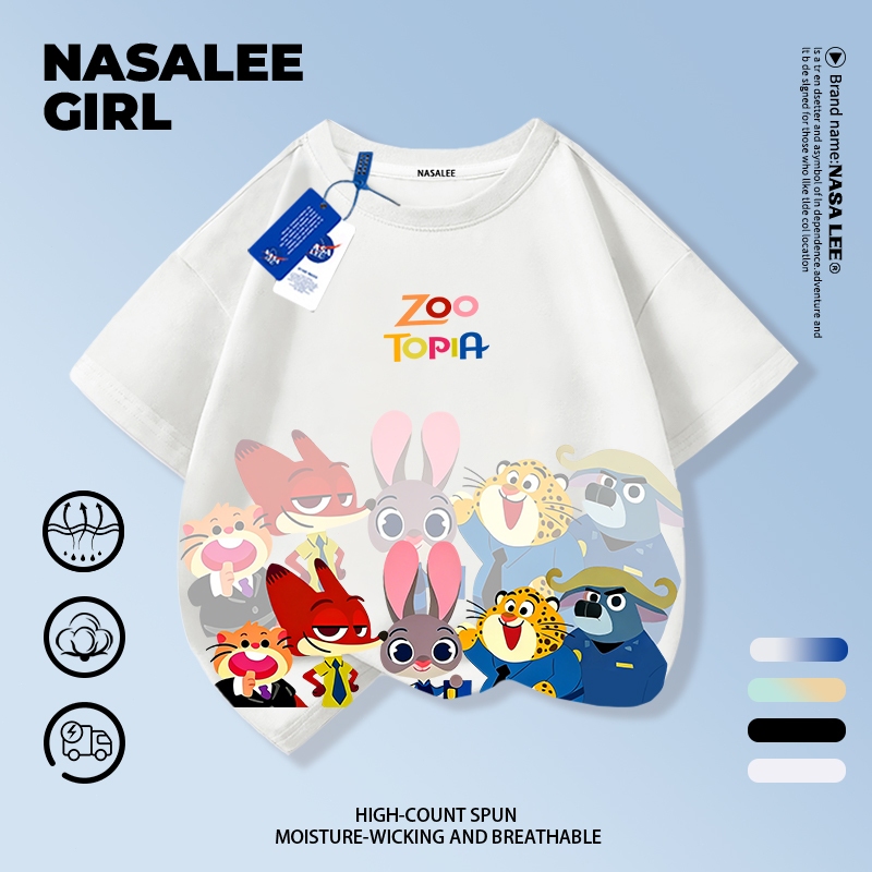 【จัดส่งจากกรุงเทพ】เสื้อยืดผ้าฝ้ายสีขาว NASA สำหรับเด็ก ลายพิมพ์สัตว์สุดบ้า เหมาะสำหรับเด็กอายุ 3-16 ปี ทั้งชายและหญิง ทรงหลวม แขนสั้น ใส่สบายสำหรับหน้าร้อน