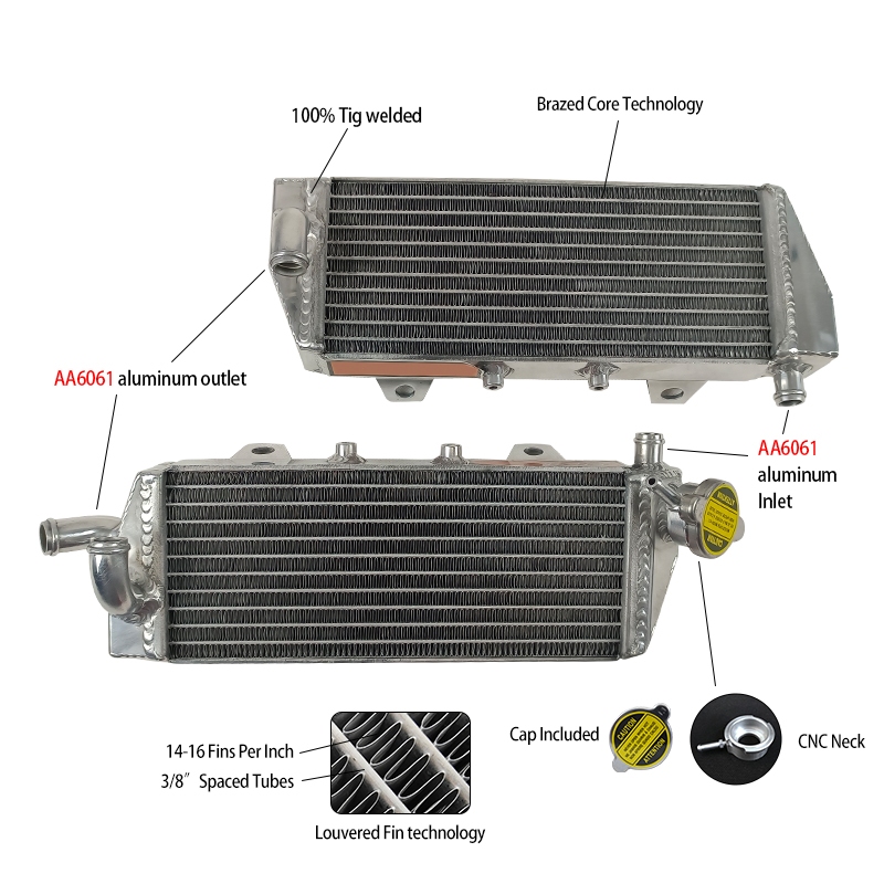 หม้อน้ําอลูมิเนียมสําหรับ Husqvarna 2016-2018 FC/FE 250/350 TC/TE 125/250/350; FE 250/350