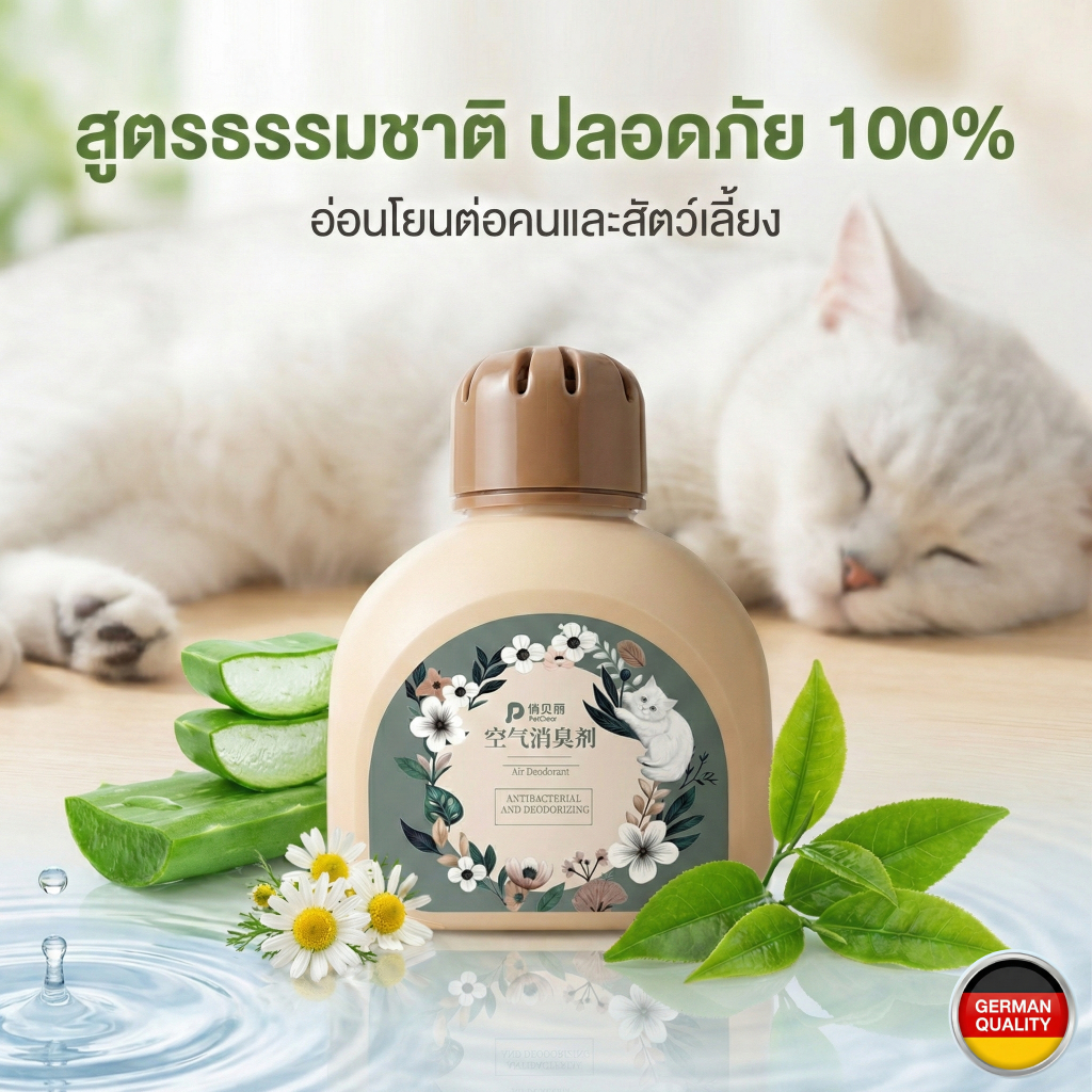 PetClear สเปรย์ดับกลิ่นสัตว์เลี้ยง 150ml กำจัดกลิ่นฉี่/ทรายแมว ยับยั้งแบคทีเรีย 99.9% สูตรอ่อนโยน ปลอดภัย